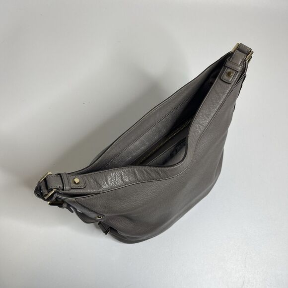 Michael Kors Bedford Large Belted Shoulder Bag Gray Leather Purse Handbag - Picture 7 of 9